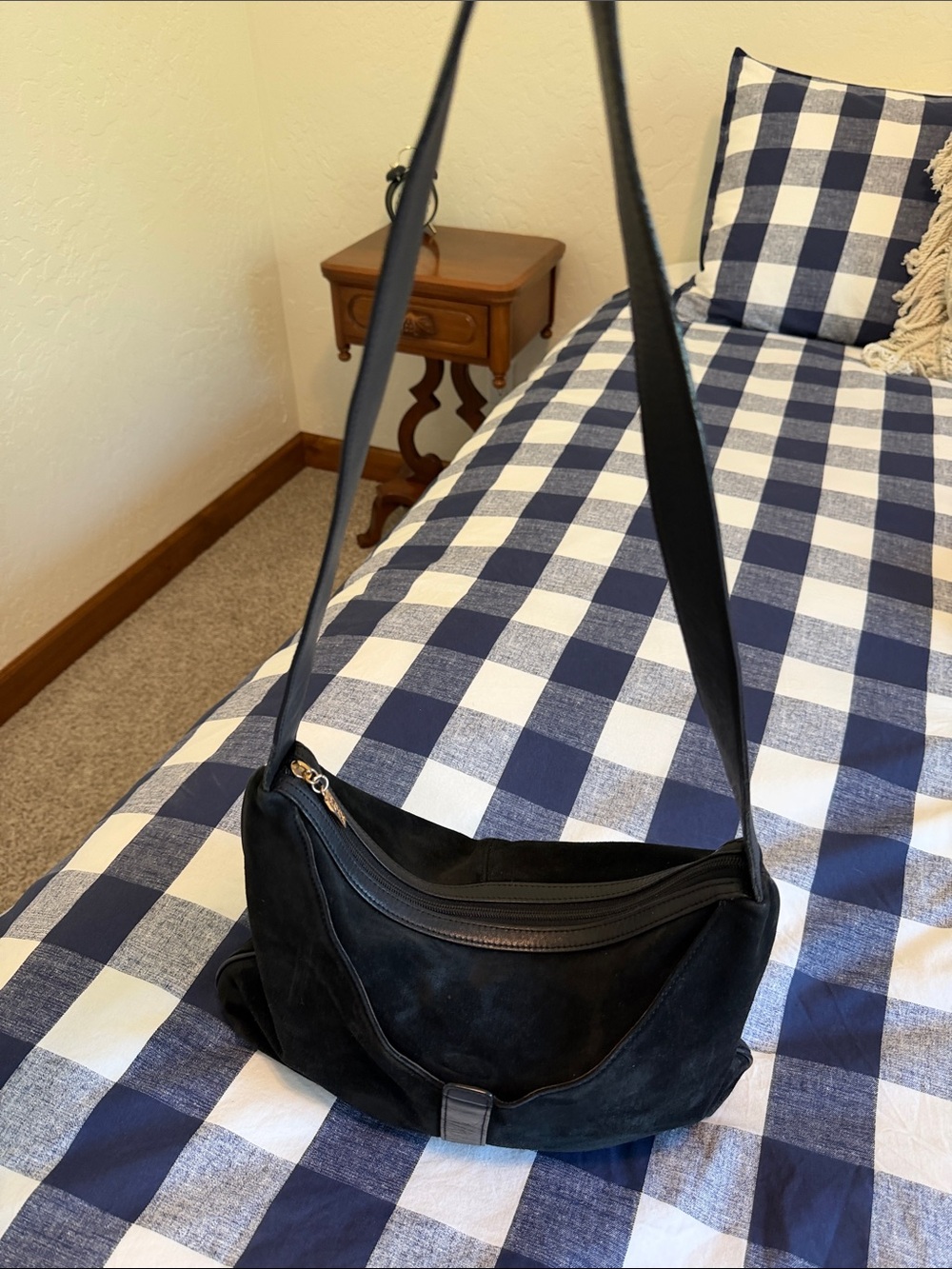 Black Suede Crossbody Bag for Men - Classic Everyday Carry